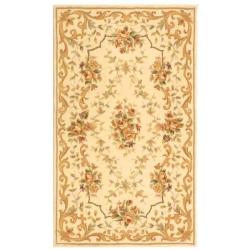 Handmade Paradise Bouquet Ivory Wool and Silk Runner (2'6 x 4'6)