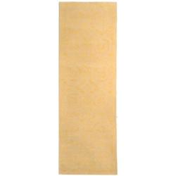Handmade Zen Bouquet Beige Wool and Silk Rug (2'6 x 12')