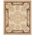 Handmade Grand Bouquet Beige/ Black Wool and Silk Rug (9'6 x 13'6)