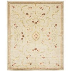 Handmade Zon Bouquet Beige Wool and Silk Rug (5' x 8')