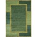 Hand-knotted Blocks Green Wool Rug (6' x 9')