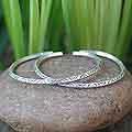 Set of 2 Silver 'Watch Over Me' Cuff Bracelets (Thailand)