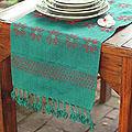 Cotton 'Poinsettia Stars' Table Runner (Thailand)