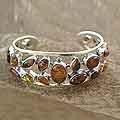 Sterling Silver 'Summer Sun' Amber Cuff Bracelet (India)