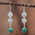 Sterling Silver 'Machu Picchu Dreams' Chrysocolla Drop Earrings (Peru)