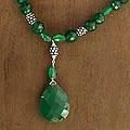 Sterling Silver 'Evergreen Allure' Onyx Necklace (India)