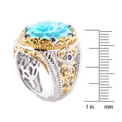 Michael Valitutti Two-tone Turquoise Cameo and Blue Sapphire Ring