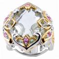 Michael Valitutti Two-tone Green Amethyst and Pink Sapphire Ring