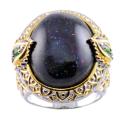 Michael Valitutti Two-tone Black Opal and Chrome Diopside Ring
