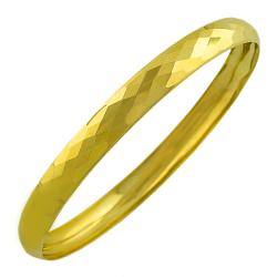 14k Yellow Gold 7-mm Diamond-cut Slip-on Bangle Bracelet