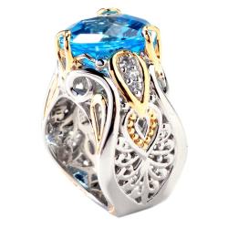 Michael Valitutti Two-tone Swiss Blue Topaz and White Sapphire Ring