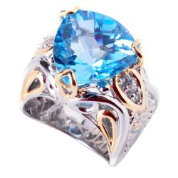 Michael Valitutti Two-tone Swiss Blue Topaz and White Sapphire Ring