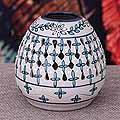 Handcrafted Ceramic 'Comets and Stars' Candleholder (Mexico)