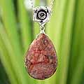Handcrafted Sterling Silver 'Roses' Jasper Necklace (Thailand)