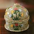 Handcrafted Soapstone 'Floral Surprise' Jar (India)