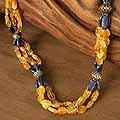 Sterling Silver 'Sunny Sky' Citrine and Lapis Long Necklace (India)