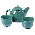Ceramic 'Maya Jade' 3-piece Tea Set (El Salvador)