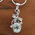 Sterling Silver 'Jaipur Stars' Blue Topaz Necklace (India)