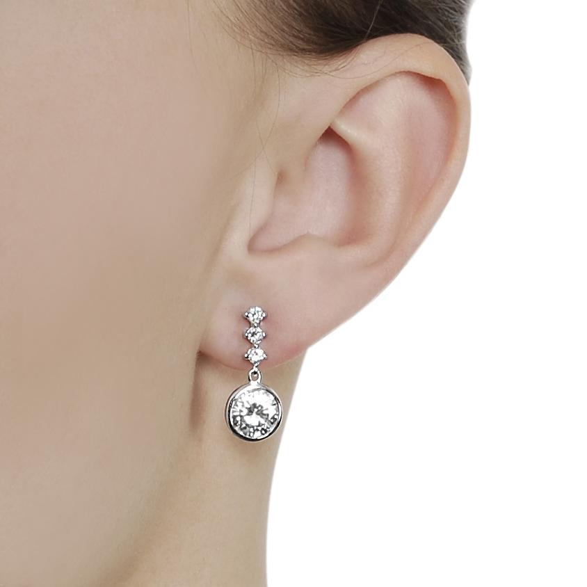 Journee Collection Silvertone Round-cut CZ Dangle Earrings