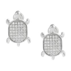 Journee Collection Silvertone Pave-set CZ Turtle Earrings