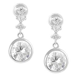 Journee Collection Silvertone Round-cut CZ Dangle Earrings