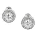 Silvertone Round-cut Cubic Zirconia Stud Earrings