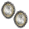 Two-tone Cubic Zirconia Clip-on Earrings