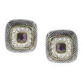 Journee Collection Two-tone Cushion-cut Pave-set CZ Earrings