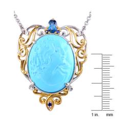 Michael Valitutti Two-tone Turquoise Cameo and Blue Topaz Necklace