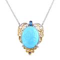 Michael Valitutti Two-tone Turquoise Cameo and Blue Topaz Necklace