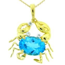 Meredith Leigh Gold over Silver Blue Topaz Critters Crab Necklace