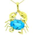 Meredith Leigh Gold over Silver Blue Topaz Critters Crab Necklace