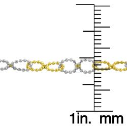 14k Two-tone Gold Diamond-cut Bead Ball Bracelet