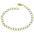 14k Two-tone Gold Diamond-cut Bead Ball Bracelet