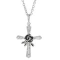 Journee Collection Stainless Steel CZ Rose Cross Necklace