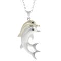 Journee Collection Two-tone Black CZ Dolphin Necklace