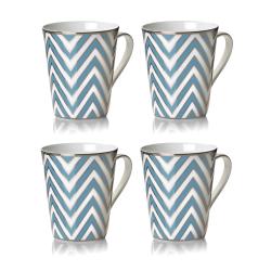 Mikasa Color Studio Turquoise and Platinum Zigzag Mugs (Set of 4)