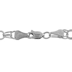 14k White Gold 7.5-inch Round Double Link Charm Bracelet