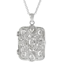 Journee Collection Silvertone Pave-set CZ Locket Design Necklace