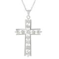 Journee Collection Silvertone Cubic Zirconia Cross Necklace