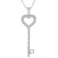 Journee Collection Silvertone Pave-set CZ Heart Key Necklace