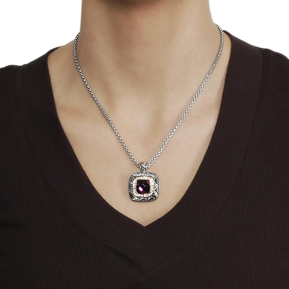 Journee Collection Two-tone Pave-set Cushion-cut CZ Necklace