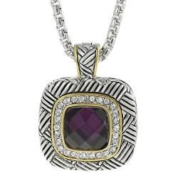 Journee Collection Two-tone Pave-set Cushion-cut CZ Necklace