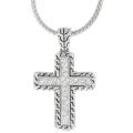 Tressa Silvertone Pave-set CZ Greek Key Cross Necklace