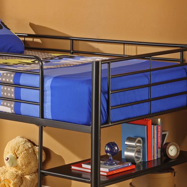 Sunset Black Twin Loft Bed and Desk 