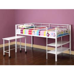 Sunrise White Twin-size Loft Bed and Desk Set
