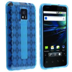 LG T-mobile G2X Clear Blue Argyle TPU Rubber Skin Case