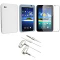 Samsung Galaxy Tab P1000 3-piece White Case, Headset and Screen Guard 
