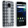 LG T-mobile G2X Clear White Argyle TPU Rubber Skin Case