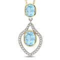 Sterling Silver Blue Topaz and 1/3ct TDW Diamond Necklace (G-H, I3)